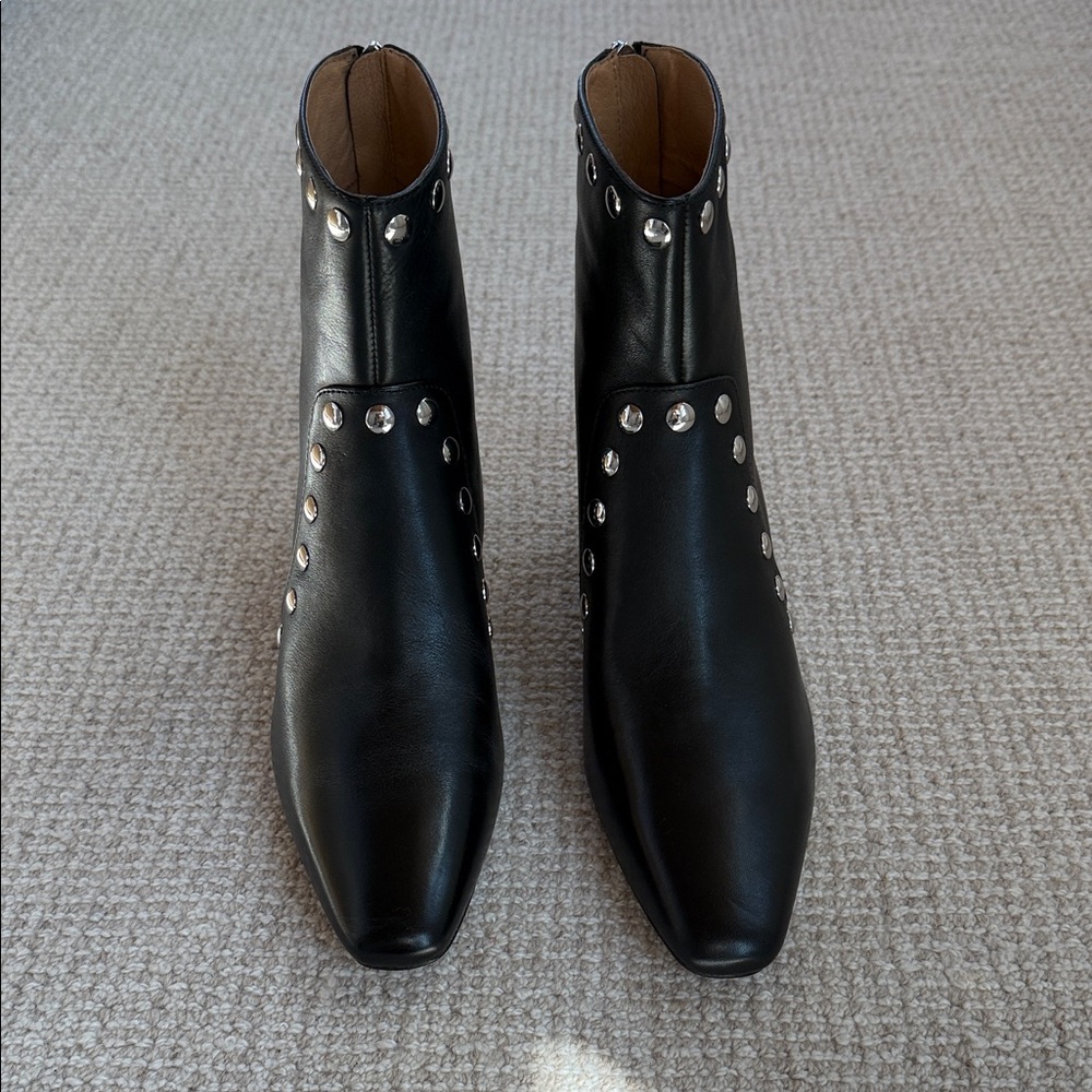 Madewell Black Studded Leather Ankle Boots